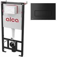 Инсталляция для унитаза Alcaplast AM101/1120 + кнопка Thin M578 (черный матовый)