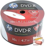 Диск DVD-R 4.7Gb 16x HP Printable, 50 штук, полная заливка, в пленке, арт.69304