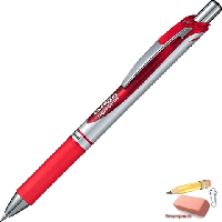 Ручка-роллер автоматическая Pentel Energel BL77, 0,7 мм., пласт., серебристый/красный, красная, арт.BL77-BO