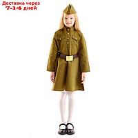 Платье военное для девочки люкс , пилотка, ремень, 8-10 лет, рост 140-152см