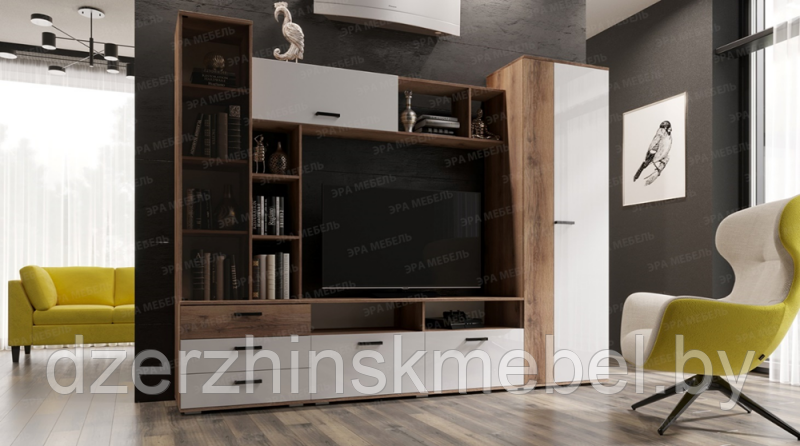 Гостиная Крокус дуб делано/белый глянец