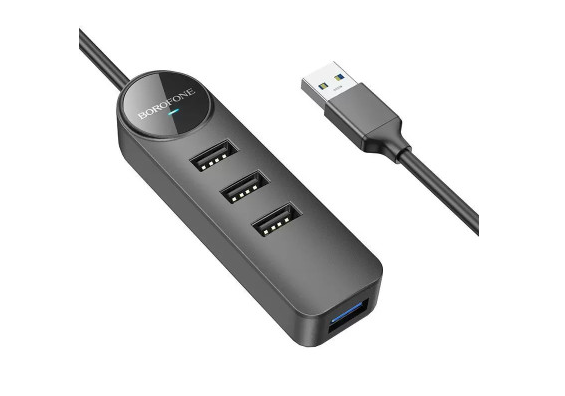 Хаб DH5б 4в1 USB на USB2.0*4, черный, 1.2 метра