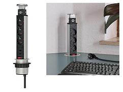 Удлинитель-башня 2м Tower-Power (3 роз, 2 USB, H05VV-F 3G1.5) Brennenstuhl (встраиваемый в столешницу,