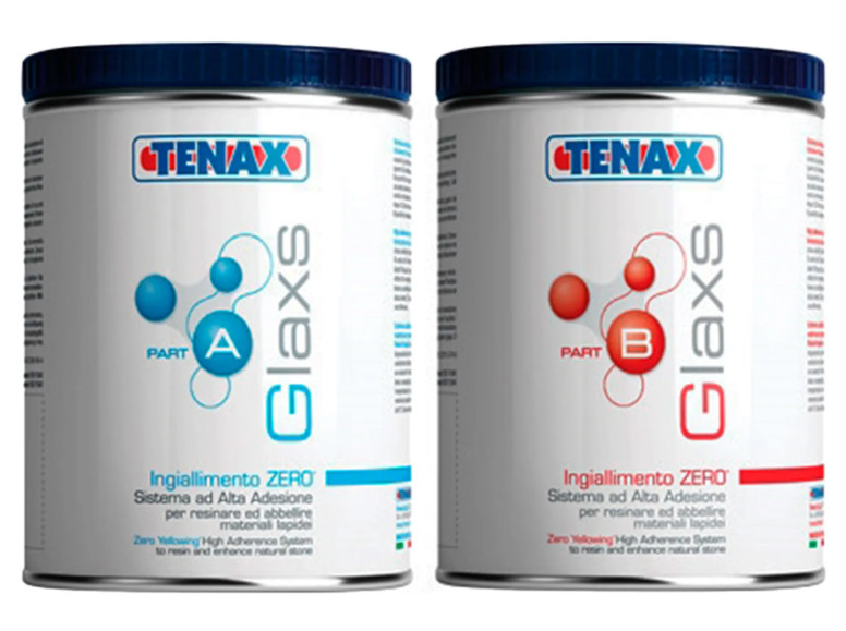 Эпоксидный клей для камня, двухкомпонентный прозрачный TENAX GLAXS A+B (1,0+0,7л)