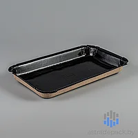 Лоток бумажный ламинир. 50 шт./упак., черный/крафт, на 400 мл, 220/140/20