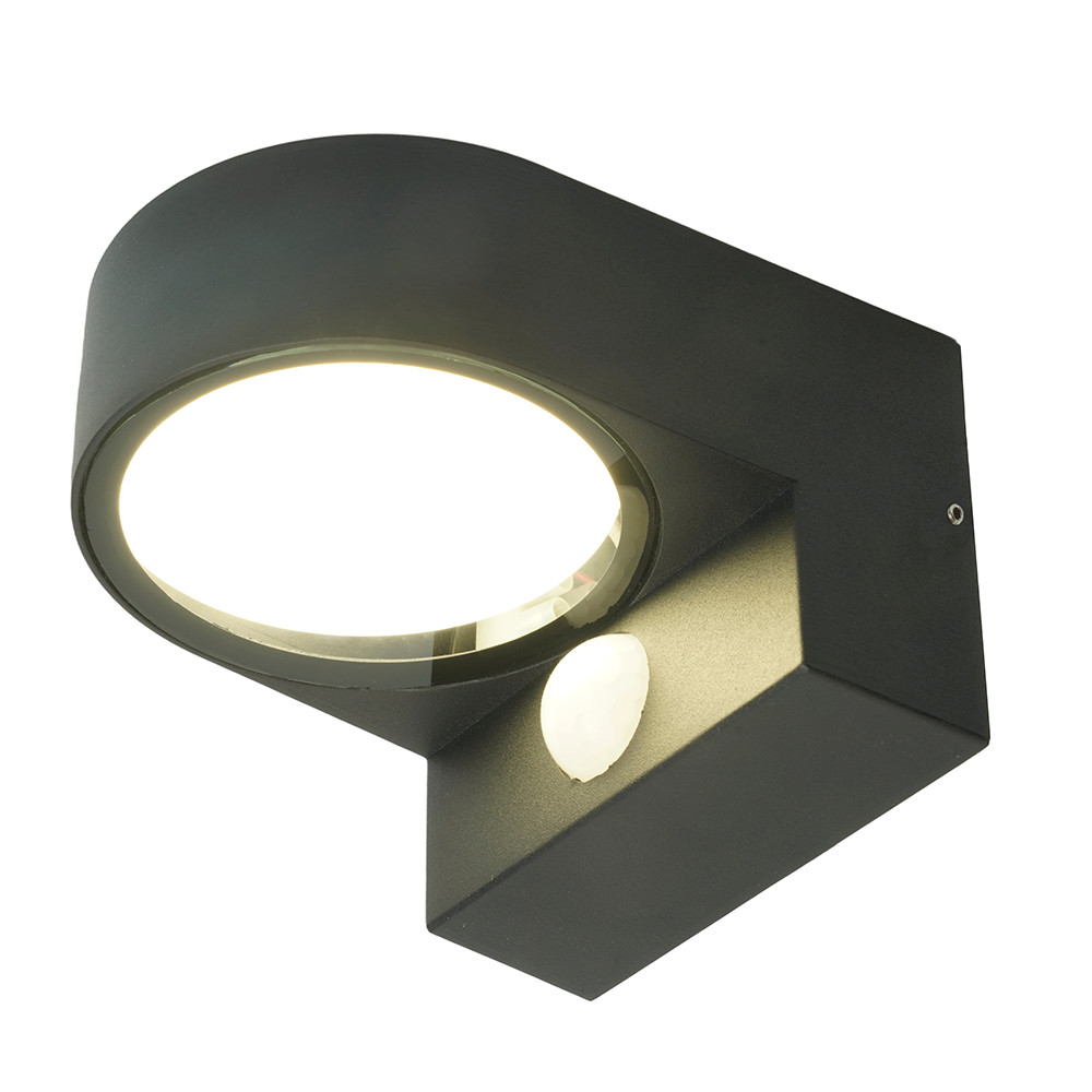 Светильник настенный уличный DH1202 GX53 230V чёрный с датчиком движения и освещенности