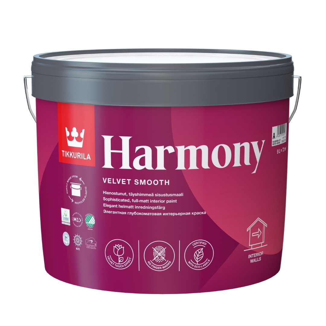 Тиккурила Harmony Гармония, 9л  база А Интерьерная краска для стен и потолков внутри помещений