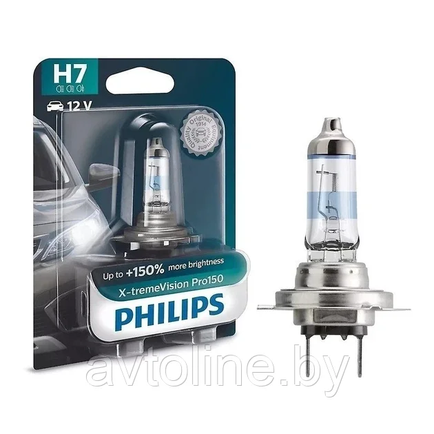Автомобильная лампа H7 PHILIPS 12V 55W X-tremeVision Pro150 (блистер 1шт) 12972XVPB1