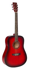 BEAUMONT DG80 RDS - акустическая гитара, дредноут, корпус липа, цвет красный санбёрст, матовый