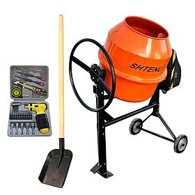 Бетономешалка Shtenli PRO 210 (1,1 кВт) + Лопата + Набор инструментов