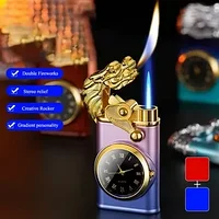 Зажигалка часы watch lighter, Стильная зажигалка с часами и двумя типами пламени, ветрозащитная