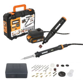 Набор WORX MAKER X WX988 20V аккумуляторный: гравировальная машинка WORX WX739 + выжигатель-паяльник