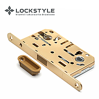 Механизм дверной врезной магнитный под цилиндр LOCKSTYLE М410C комплект с ответной планкой BB (матовое золото)