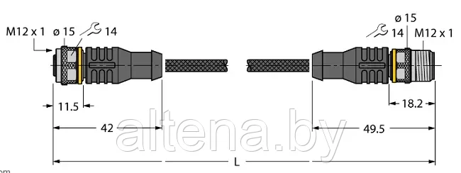 RKC4.4T-10/TXL TURCK Соединитель кабельный для датчиков и актуаторов, ПУР – Соединитель кабельный