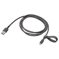 IKEA/ ЛИЛЛЬХУЛЬТ кабель USB-A–lightning, темно-серый, 1.5 м