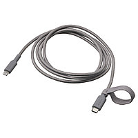 IKEA/ ЛИЛЛЬХУЛЬТ кабель USB-C–lightning, серый, 1.5 м