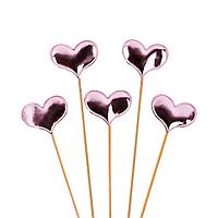 Пики топперы Сердечки, розовый, металлик, 12 см, 5 шт (арт.6232384)