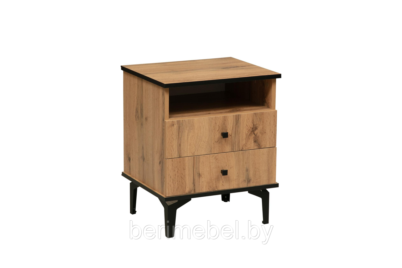 Тумба прикроватная 51.17 Н150 Либерти 9дуб вотан/черный) Олмеко