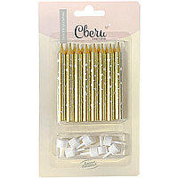 Свечи Белые звезды, золото, металлик, 8 см, 8 шт (арт.639248)