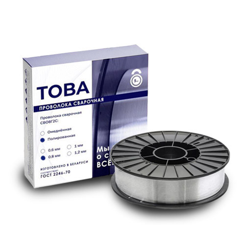 Проволока сварочная СВ-08Г2С-П д.0.8мм (5 кг), пр-во TOBA (ранее НОБА), Беларусь