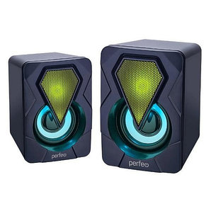 Колонки Perfeo Shine, 2.0, мощность 2х3 Вт, черн., USB, подсветка, PF_A4438