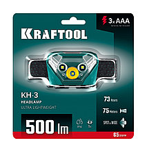 KRAFTOOL KH-3, 500 лм, 5 режимов, налобный фонарь, 3ААА (56456)