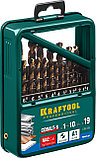 KRAFTOOL COBALT-8, 19 шт, (1-10 мм), сталь М42, HSS-Co(8%), набор сверл по металлу (29656-H19), фото 2