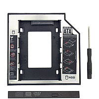 Адаптер SATA III - внутренний корпус для SSD/HDD для ноутбука - optibay (оптибей), 9,0мм, пластик, черный