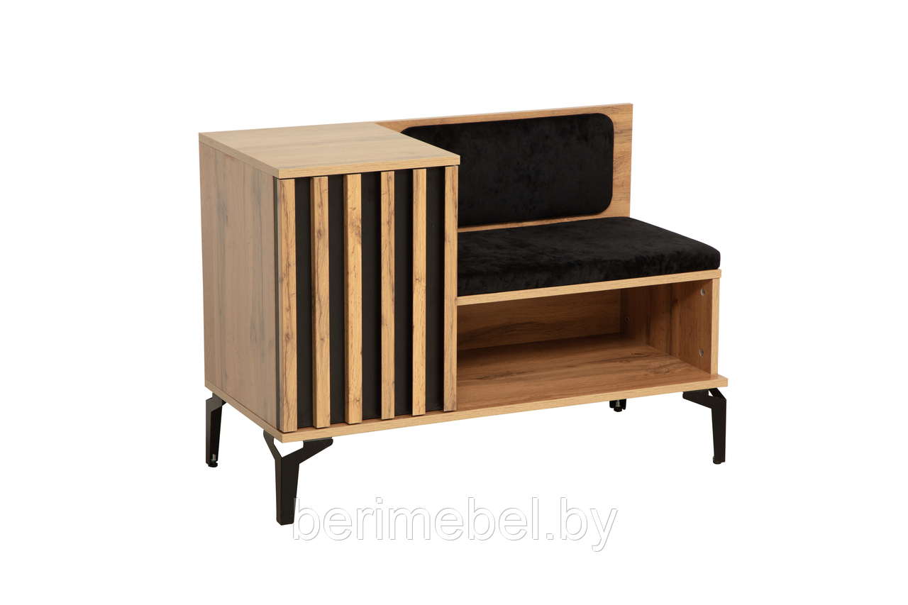 Тумба под обувь 51.23 Либерти (дуб вотан/черный) Олмеко
