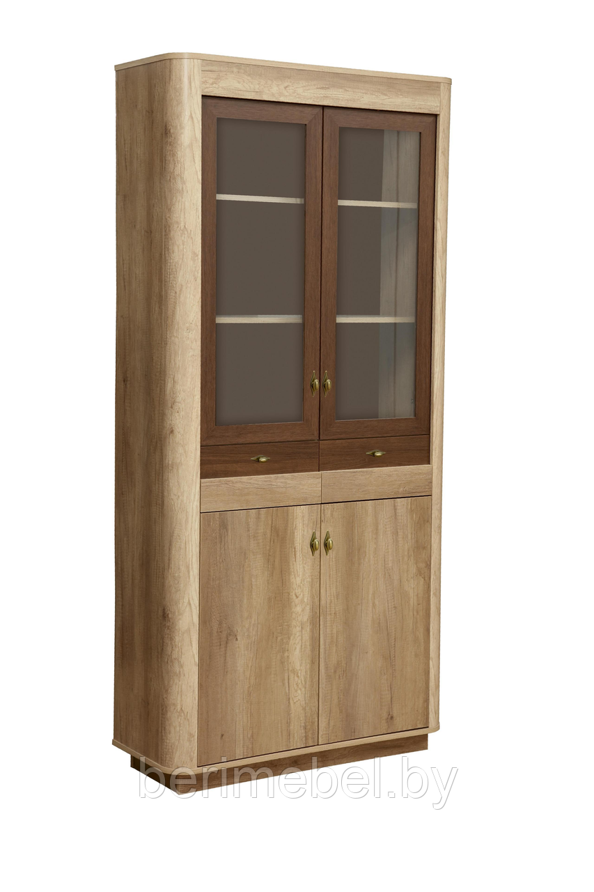 Шкаф с витриной 34.05 Фантазия (дуб каньон/дуб кальяри) Олмеко