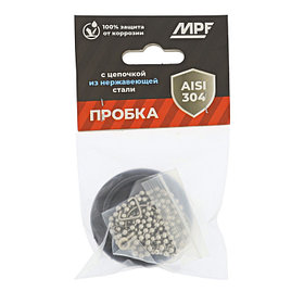 Пробка для ванны Masterprof ИС.110629, d=45 мм, ПВХ, с хромир. цепочкой, черная
