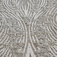 Сетка вышитая с бусами и бисером (молочный цвет)