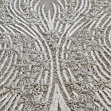 Сетка вышитая с бусами и бисером (молочный цвет)