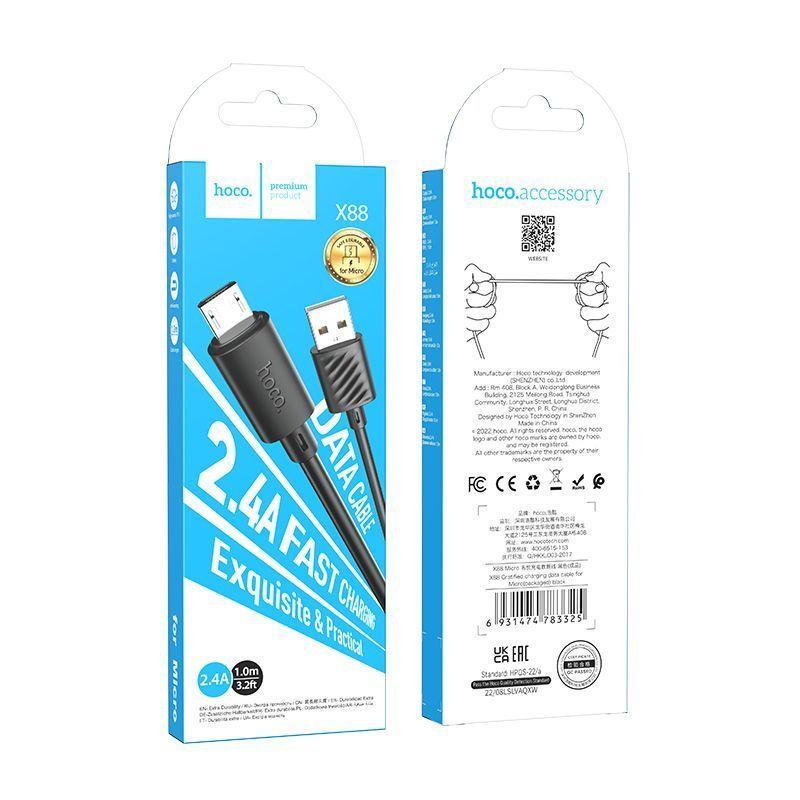 USB кабель Hoco X88 MicroUsb 1 метр (2.4A)