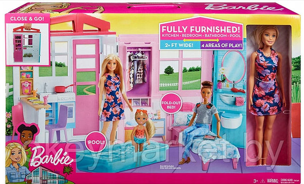 Портативный дом Barbie с мебелью и аксессуарами + кукла FXG55, фото 2