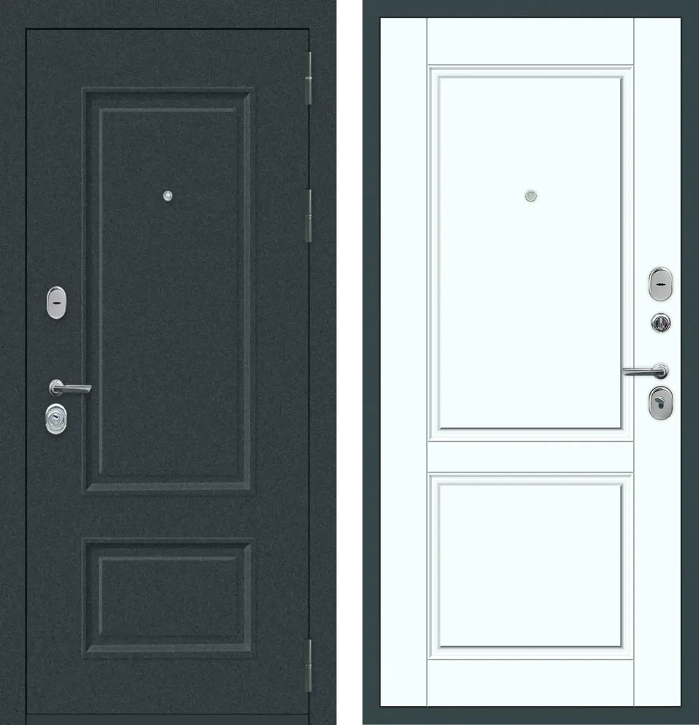 Двери входные металлические металюр M70 с фрезеровкой Муар 7016 - ФЛ-30 Velluto Bianco AG 700