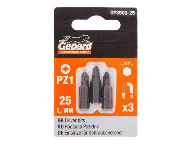 Насадка крестообразная PZ1 25мм 3шт GEPARD (GP3503-25)