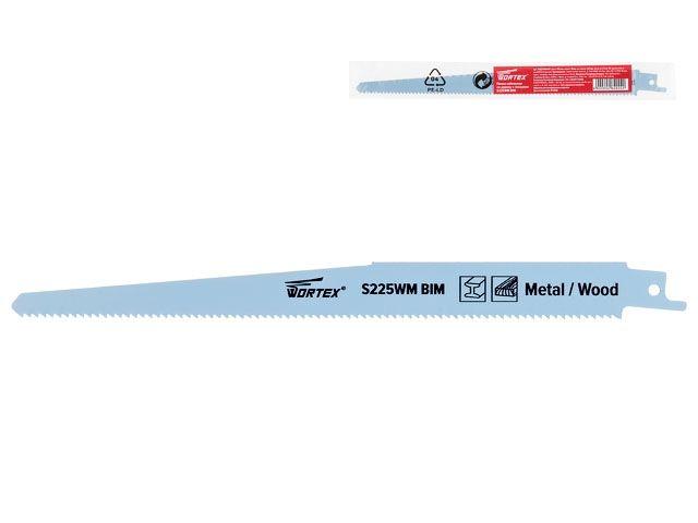 Пилка сабельная по дереву с гвоздями S225WM (1 шт.) WORTEX высокоуглеродистая сталь HCS, 225 мм длин