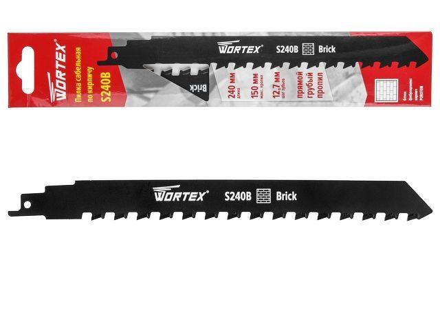 Полотно (пилки) для сабельной пилы по кирпичу S 240B (1 шт.) WORTEX (Вортекс) Биметалл YG8/HM, 240 мм длина