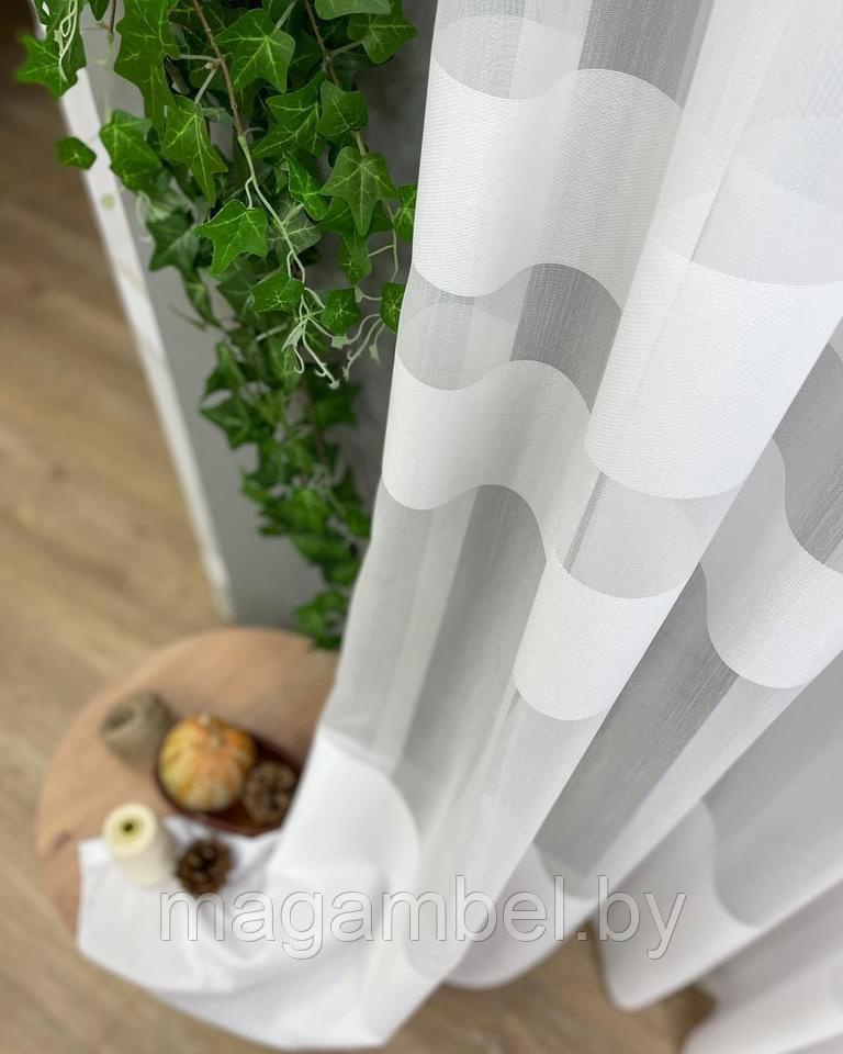 Сеточка гардинная "бамбук" с декором в виде молочных полос по - низу
