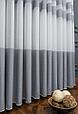 Сеточка гардинная "бамбук" с декором в виде серых полос по - низу, фото 2