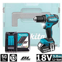 Дрель-шуруповерт бесщеточная Makita DDF485RF (50 Нм, 1 АКБ 3 А/ч, кейс Makpac)