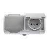 РОЗЕТКА INTRO ATLANTIC 5-203-03 ДВОЙНАЯ С ЗАЗЕМЛЕНИЕМ 2Х2P+E SCHUKO, 16А-250В, IP54, ОТКРЫТОЙ УСТАНОВКИ, СЕРЫЙ, фото 3