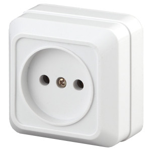 РОЗЕТКА INTRO QUADRO 2-201-01 БЕЗ ЗАЗЕМЛЕНИЯ 2P, 16А-250В, IP20, ОУ, БЕЛЫЙ