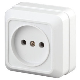 РОЗЕТКА INTRO QUADRO 2-201-01 БЕЗ ЗАЗЕМЛЕНИЯ 2P, 16А-250В, IP20, ОУ, БЕЛЫЙ