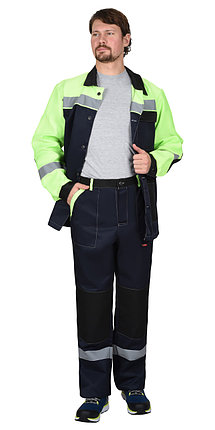 Костюм СИРИУС-ПРОФИЛЬ куртка, брюки, темно-синий с лимонным с черной отделкой и СОП, фото 2