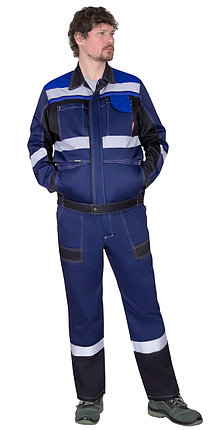 Костюм СИРИУС-ВИВАТ куртка, п/к, темно-синий с черным, васильковым и СОП, фото 2