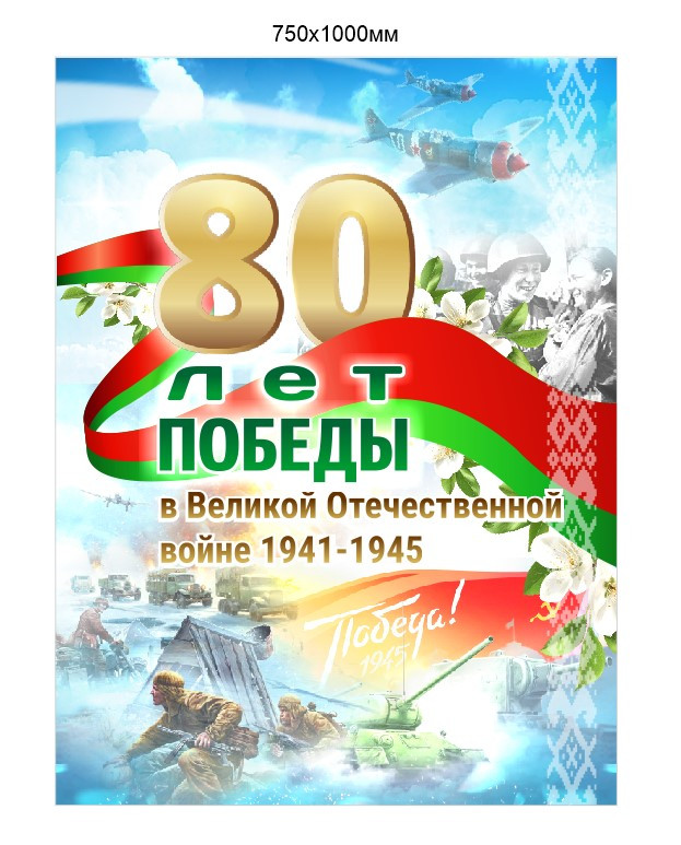 Баннер, плакат 9 мая 80 лет Победы в Великой Отечественной войне 1941-1945 размером 750х1000 мм