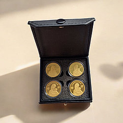 Футляр для 4-з монет "Славянка" с капсулой Ø 25.00 mm черный