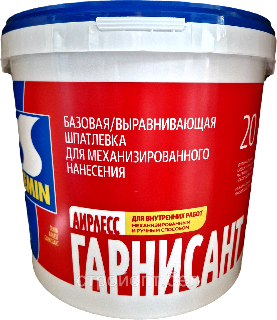 Выравнивающая шпатлевка для безвоздушного нанесения Semin Airless Garnissant (синяя крышка), 20 кг